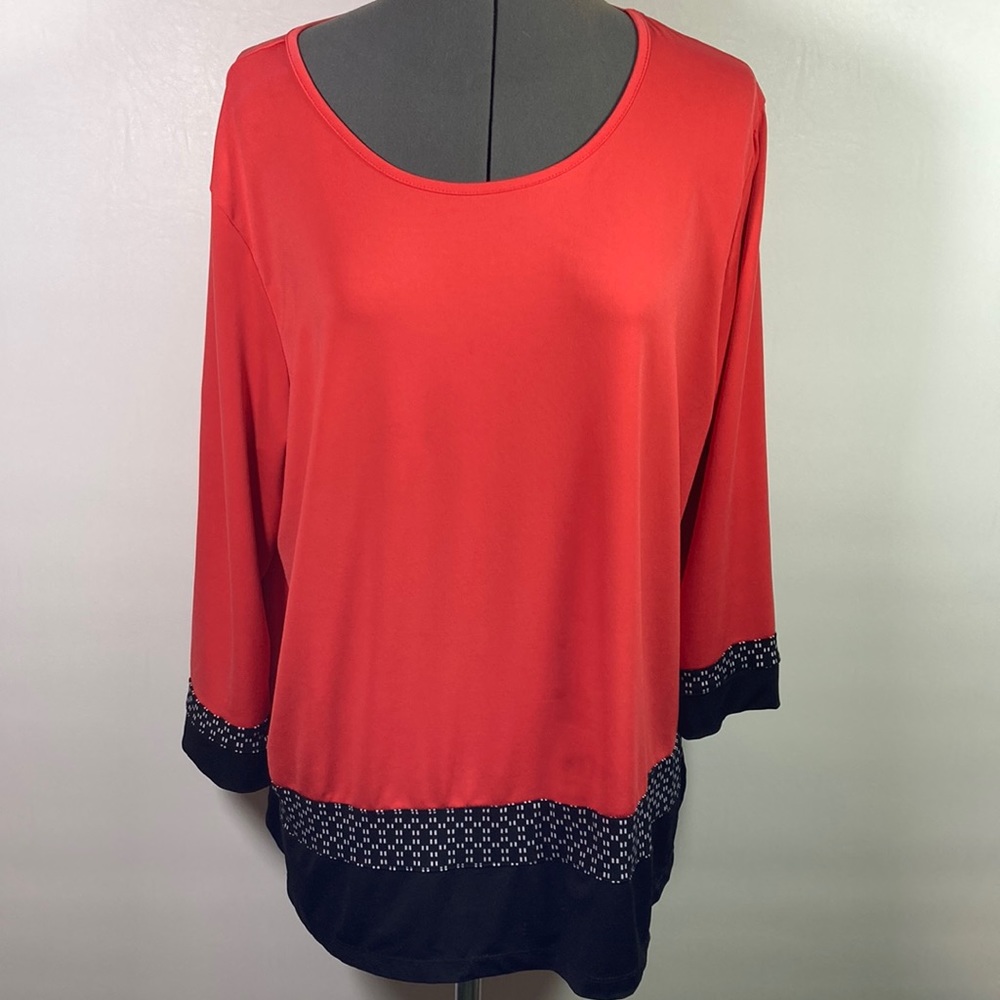 Alfred Dunner Pull Over 3/4 Sleeve Top Size L